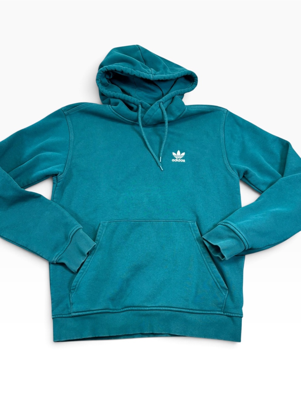 adidas Originals Trefoil Essentials Hoodie Green Teal Men's Small JI6096 EUC
